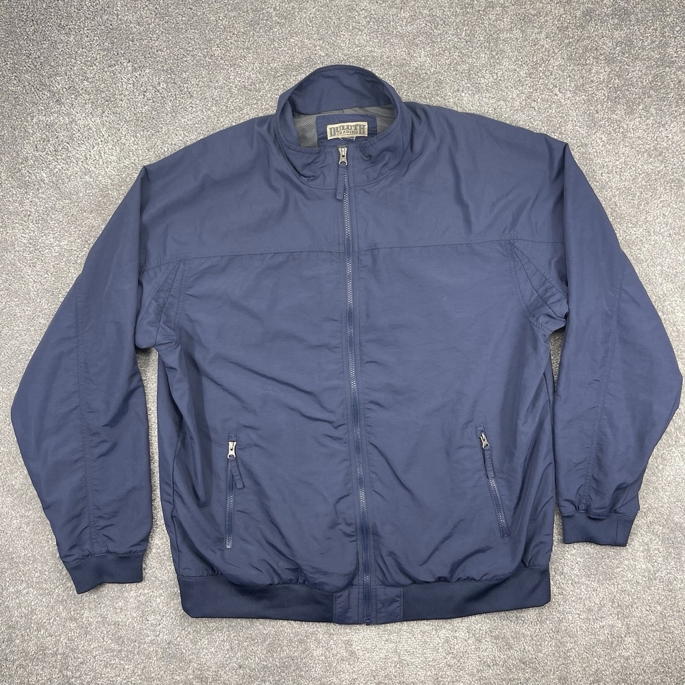 Duluth Trading Jacket Mens 2XL Blue Full Zip Mock Neck Nylon Outdoor Long Sleeve